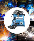 Slick Portable Welding Positioner Turntable with foot pedal, 180mm plate, compact design for mobile sheetmetal jobs.