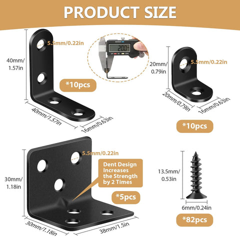 Heavy Duty L Brackets For Shelves 107 Piece Value Set With Multiple Sizes And Screws Rustproof Metal Corner Supports