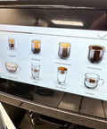 Smooth Operator Automatic Espresso Machine With No Sweat Touchscreen Controls And Eight Custom Drink Settings display of drink options.