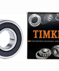 6002-2RS 4 Pack Deep Groove Ball Bearings 15x32x9mm with double rubber seals shown with packaging.