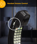 Close-up of Straight Up Reliable Trimline Corded Landline Phone's handset volume control switch for normal and loud settings.