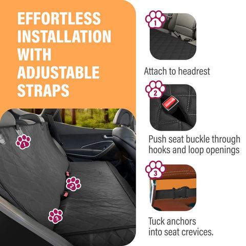 Back Seat Dog Hammock Cover Waterproof Car Seat Protector For Cars Trucks And SUVs Easy To Clean installation steps