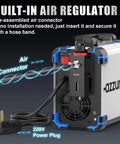 Rear view of 65 Amp Plasma Cutter With Non-Touch Pilot Arc, Dual Voltage 110/220V Inverter, with gas and power connections.