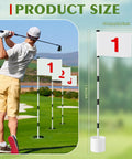 Golfer practicing with Six Foot Golf Flag Stick Set With Three Complete Flag Cup Kits And Numbered Nylon Flags For Backyard Driving Range