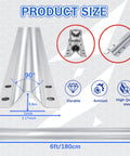 Close-up of 30 foot galvanized inverted V track for sliding driveway gate with dimensions and material features highlighted.