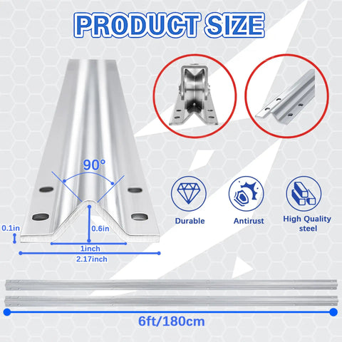18 Foot Galvanized V Track Inverted V Track For 1 Inch OD V Groove Sliding Gate Rollers with product dimensions