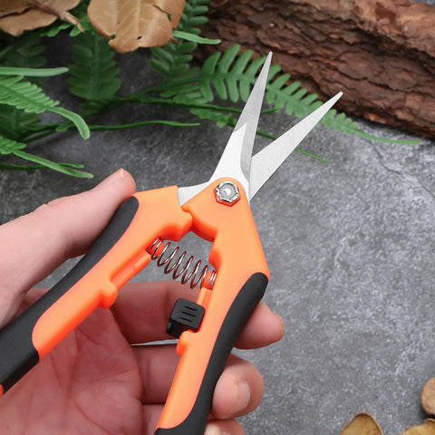 Ultra Sharp Pruning Shears For Gardening With Spring Loaded Mechanism Stainless Steel Precision Blades Six Point Five Inch