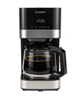Front view of 10 Cup Drip Coffee Maker With 24 Hour Programmable Timer Glass Carafe And Reusable Mesh Filter Two Brew Strength Settings