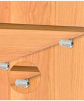 Slick Nickel Plated Iron Shelf Pins For Kitchen Cabinets, 5mm heavy duty pegs securely supporting wood shelves.