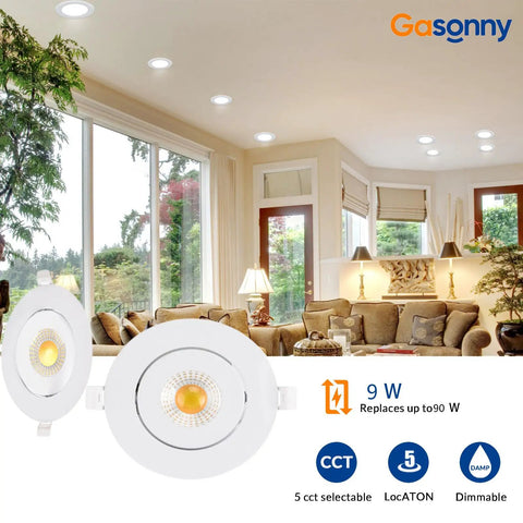 Bright living room with 4 Inch LED Recessed Lights Ultra Thin Adjustable Eyeball Gimbal With Junction Box Dimmable 9W 750lm ETL IC Rated
