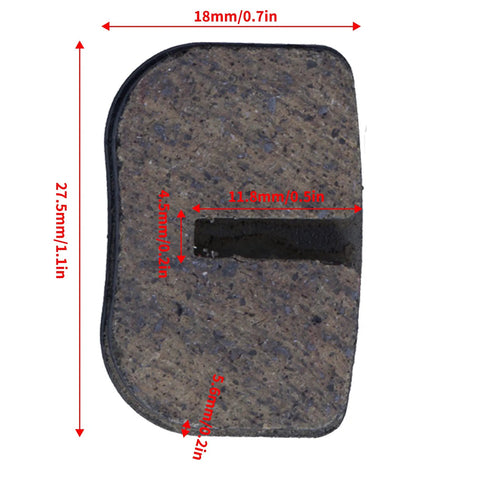 Close-up of brake pad dimensions, part of Rear Disc Brake Caliper With Pads For Predator 212 80cc 2.5HP MM-B80 MM-B105 Kit