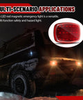 Wireless trailer lights, 2-pack; magnetic red LED rear-mounted with inset close-up lens.