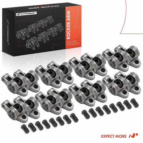 16 Piece Stainless Steel Engine Roller Rocker Arms Kit With 1.6 Ratio And 3 Eight Inch Studs Full Roller Valves With Needle Bearings Compatible With Chevy SBC Small Block 350 Street And Strip Ready Upgrade