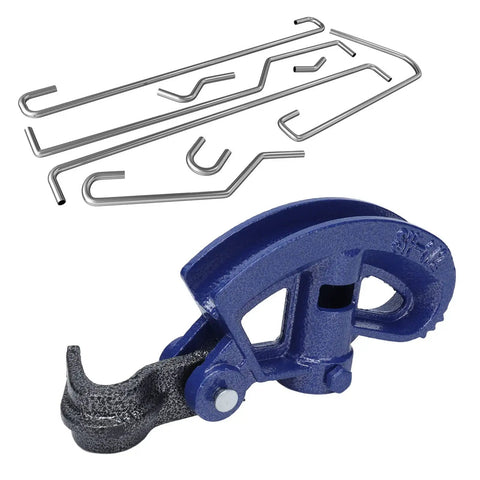 Heavy Duty Manual Pipe Bender For Thin Iron, PVC & Aluminum, blue steel tool with bending guides for precise use.