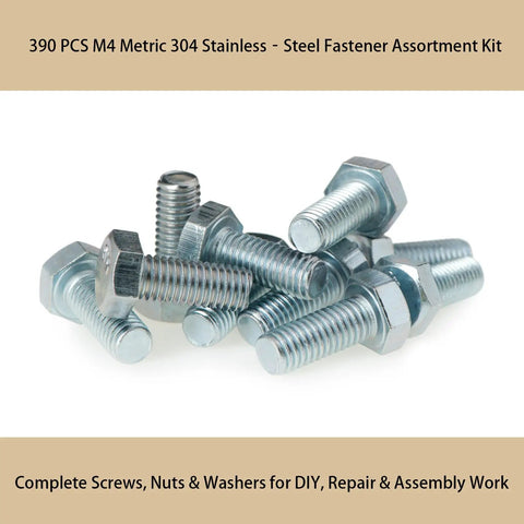 390 Piece M4 Hex Socket Head Cap Screws Nuts And Washers Set With Storage Box In 304 Stainless Steel For DIY Repair Furniture And Machinery Projects Ideal For Home Improvement Automotive Repair Cabinet Making And General Hardware, M4 bolts and nuts