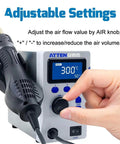 Hand adjusting the knob of 800W Hot Air Gun Soldering Station With LCD Display Auto Sleep Fast Desoldering Rework System