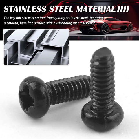 Stainless Steel M2 X 5 Key Fob Screws Kit 12 Pieces With Screwdriver For Honda Accord Civic CRV CRZ close-up view of two screws.