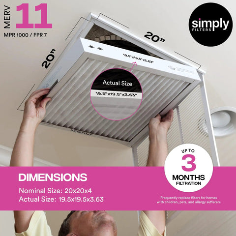 Beast 20x20x4 Air Filter MERV 11 Pack Of 6 For HVAC Furnace Systems setup demonstration showcasing actual size installation