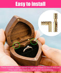 Hand holding a wooden ring box with 25 Piece Brass Hidden Cylinder Hinges Kit installed, showcasing ease of use and precision.