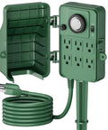 Outdoor Power Stake Timer With Six Grounded Outlets, 24-Hour Mechanical Timer, Waterproof, 6 Foot Extension Cord, ETL Listed