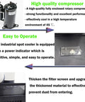 Rock Solid Portable Air Conditioner 2500 Watt 220 Volt Commercial Industrial Cooler rotary compressor and power indicator details.
