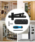 Rock Solid Heavy Duty Invisible Door Hinges With Sleek Hidden Pivot Bracket Delivering Smooth 360 Degree Full Swing Action In Tough Matte Black Coating Single Pack embedded in various cabinet designs.