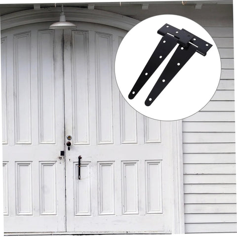 NAMOARLY gate hinge set, black metal with slotted design, for wooden or vinyl gates (2 hinges)