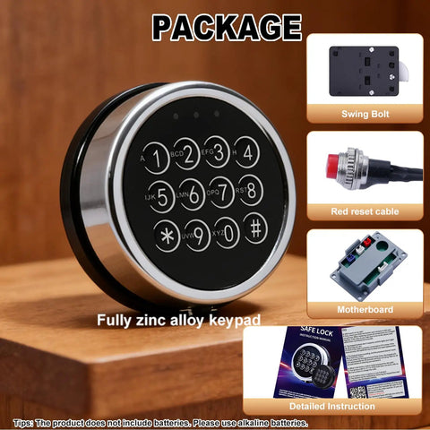 Electronic Safe Lock Replacement Kit for Gun Safes with Zinc Alloy Keypad Swing Bolt and 4 Pin Cable Access Package