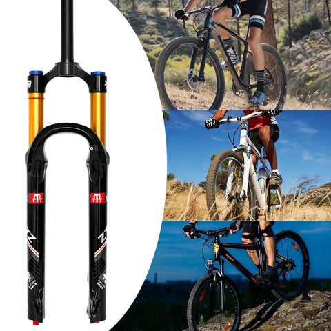 Air Suspension Front Fork For MTB 26 27.5 29 Inch With Upgraded 34mm Stanchions, seen with mountain bikes, gold 29 inch