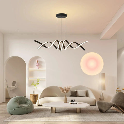 Modern LED Chandelier Pendant Lights With Dimmable Remote Control, 38W Aluminum Two-Head Pendant Fixture in living room