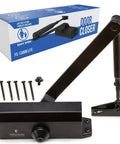 No Slam Hydraulic Door Closer For Homes With Auto Close And Easy Open Arm Grade 3 shown with screws and packaging