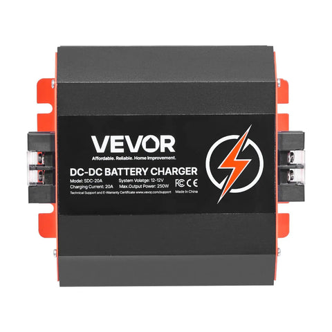 Workhorse 12V 20A Dc To Dc Battery Charger For Rvs And Trailers With Smart Charging Cycle and Hella Tough Protection For Lithium Agm Commercial Batteries, side view.