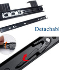 Heavy Duty Drawer Slides Detachable 10in or 12in Length, 3 Fold Glides, Ball Bearing Runners for Smooth Quiet Opening, Rustproof Cold-Rolled Steel, High Load 40kg Per Pair, Durable and Reliable for Fast Fixes. Detachable black steel drawer slide with release lever and mounting holes