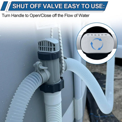 Dual Split Hose Plunger Valve for Pool Systems Replacement Parts and Accessories Easy Water Flow Control Opens and Closes Filter Line Splits Hoses Stopping Pump Suction or Vacuuming Works with Most Pools, gray plastic valve on pool hose
