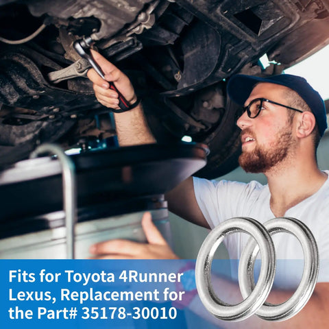 Mechanic using M12 Transmission Drain Plug Gasket Kit Fits Toyota 4Runner And Lexus GX460 IS250 IS300 IS350 SC300 SC400 Replacement