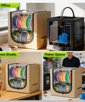 2 Tier Metal Filament Dry Storage Box With Leather Cloth Cover Holds Up To 20 Spools for Home and Workshop Printers in various settings