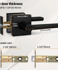 5 Pack Aged Matte Black Bed And Bath Door Lever Set With Privacy Lock dimensions and adjustable latch details
