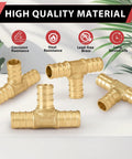 Brass Reducing Tee Pex Crimp Fittings 3/4 By 3/4 By 1/2 Inch Lead Free DZR Brass Pack Of 25 displayed on a white surface
