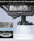 Boss Level Digital Microscope With 10.1 Inch Screen For Soldering Electronics Repair Coin Grading And DIY Micro Work 1080p Video 12MP Photos Wide View Fast Response, lighted coin view