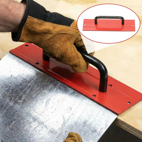 12 Inch 16 Gauge Steel Sheet Metal Folding Tool With Grips For Standing Seam Roofing Panels Drip Edge Bender Handy Tool For HVAC Applications And Pipe Fitting Red in use.