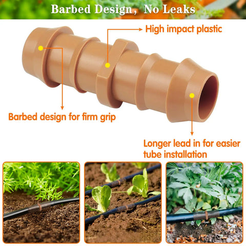 One Half Inch Drip Irrigation Fittings Kit With Thirty Seven Pieces For One Half Inch Tubing Garden Sprinkler Systems barbed coupling