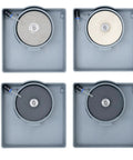 4-Inch Flat Grinding Machine for Stone and Rock Polishing kit with diamond-coated disc and variable density pads in tray view.