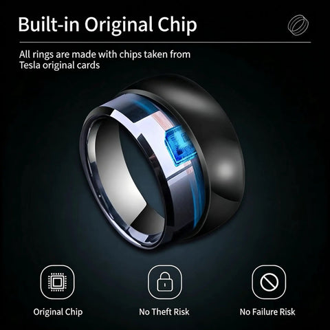 Hella Durable Smart Zirconia Ceramic Key Ring For Tesla Model 3 Y X S Cybertruck showing built-in original chip design.