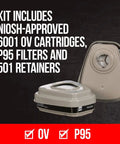 OV 6001 cartridges and P95 filters for Half Face Organic Vapor Respirator P95 With Cool Flow Valve Reusable Large Size