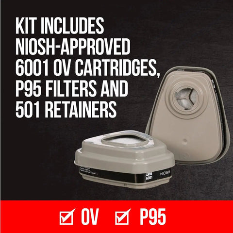 OV 6001 cartridges and P95 filters for Half Face Organic Vapor Respirator P95 With Cool Flow Valve Reusable Large Size