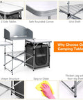 Folding Grill Table With 26 Inch Tabletop And Detachable Windscreen For Camping Kitchen Station Portable Aluminum Camp Cook Set With Carry Bag Easy Quick Setup For BBQ Picnic Backyard Grey.