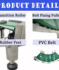 90 Degree Turn Conveyor With Flat And Curved Layout PVC Belt Stainless Steel Frame Adjustable Speed Control close-up details
