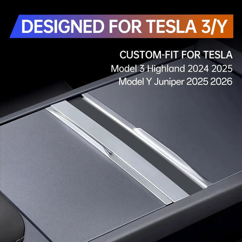 Tesla USB Hub For Model Y Juniper 2025 2026 And Model 3 Highland 2024 2025 With Sliding Cover shown in center console.