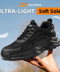 Black men's Steel Toe Work Shoes For Men That Are Built Tough For Construction And Warehouse Jobs Lightweight Safety Footwear