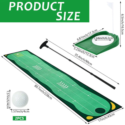 Indoor Golf Putting Mat Set With Telescoping Putter Mini Golf Green Kit Putting Cup 2 Practice Balls Easy Setup